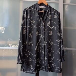 📼 Lovely Vintage Sheer Black Floral Shirt - Large